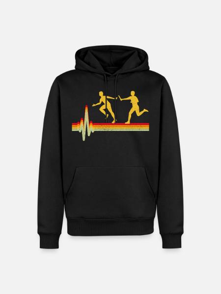 Staffellauf Athlet Leichtathletik Herzschlag - Männer Premium Bio Hoodie - Schwarz