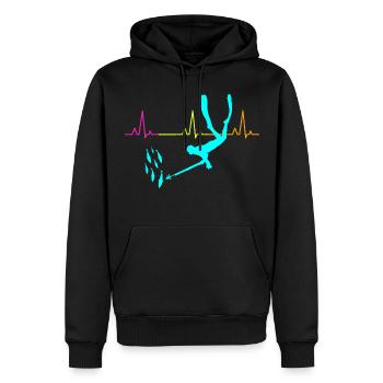 Pêche sous-marine Pêche au harpon Heartbeat Pulse - Sweat à capuche Premium bio Homme - noir - Devant - Nico (187cm)