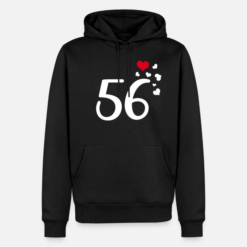 56e anniversaire coeurs 56 - Sweat à capuche Premium bio Homme - noir