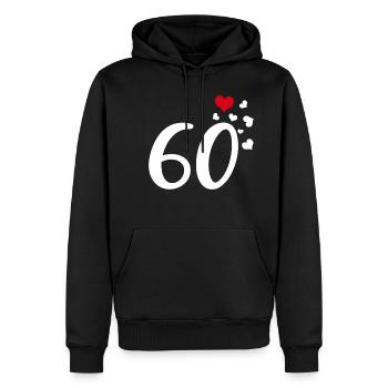 60e anniversaire coeurs 60 - Sweat à capuche Premium bio Homme - noir - Devant - Nico (187cm)