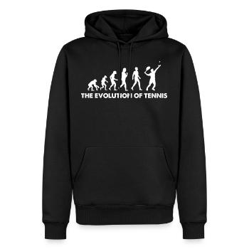 L’évolution du tennis - Sweat à capuche Premium bio Homme - noir - Devant - Nico (187cm)