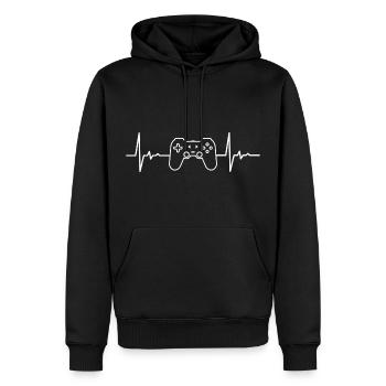 Heartbeat Controller für Gaming Zocker Gamer - Männer Premium Bio Hoodie - Schwarz - Vorne - Nico (187cm)