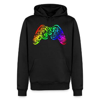 Controller Regenbogen Tribal Tattoo Gaming - Männer Premium Bio Hoodie - Schwarz - Vorne - Nico (187cm)
