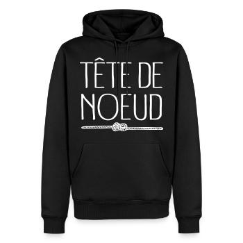 Tête De Noeud - Sweat à capuche Premium bio Homme - noir - Devant - Nico (187cm)