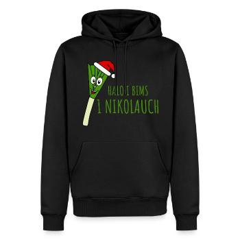 Ugly Christmas Halo I Bims 1 Nikolauch - Männer Premium Bio Hoodie - Schwarz - Vorne - Nico (187cm)