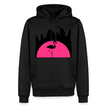 lever de soleil palmiers vacances Miami vacances soleil som - Sweat à capuche Premium bio Homme - noir - Devant - Nico (187cm)