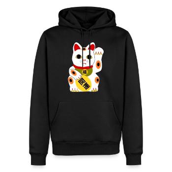Winkekatze Manekineko Glücksbringer - Männer Premium Bio Hoodie - Schwarz - Vorne - Nico (187cm)