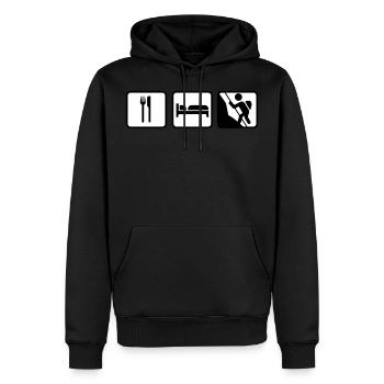 Eat Sleep Climbing; Essen Schlafen Klettern - Sweat à capuche Premium bio Homme - noir - Devant - Nico (187cm)