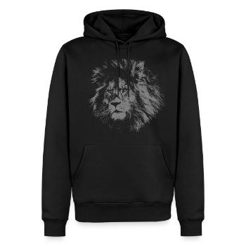 Lion - Sweat à capuche Premium bio Homme - noir - Devant - Nico (187cm)