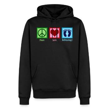 Peace Love Reflexology - Men’s Premium Organic Hoodie - black - Front - Nico (187cm)