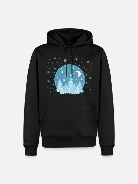 Winterwald mit Sternenhimmel - Männer Premium Bio Hoodie - Schwarz