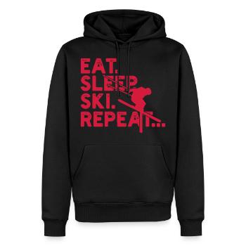 Eat Sleep Ski Repeat - Ski Fahren - Winter Sport - Sweat à capuche Premium bio Homme - noir - Devant - Nico (187cm)