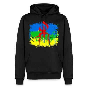 Drapeau amazigh - Sweat à capuche Premium bio Homme - noir - Devant - Nico (187cm)