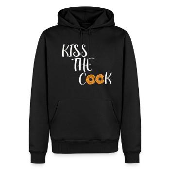 KISS THE COOK - Männer Premium Bio Hoodie - Schwarz - Vorne - Nico (187cm)