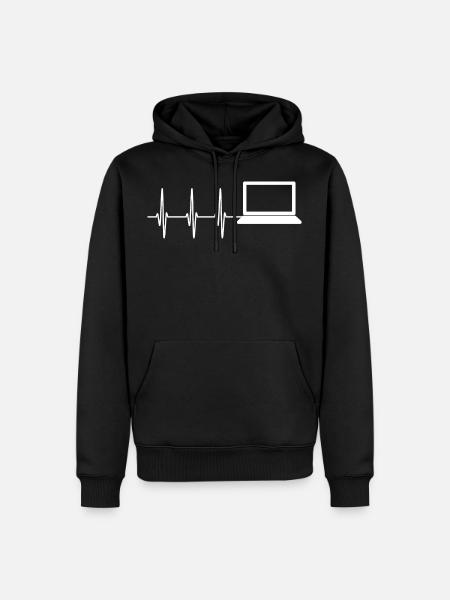 Herzschlag Informatiker Laptop - Männer Premium Bio Hoodie - Schwarz