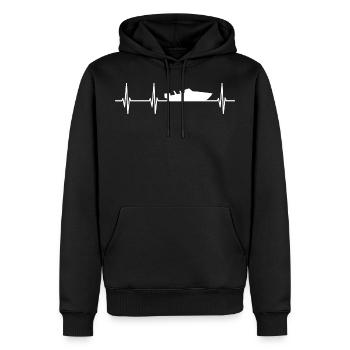 Herzschlag Motorboot Puls - Männer Premium Bio Hoodie - Schwarz - Vorne - Nico (187cm)