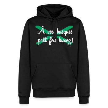 A vos basques prêt feu buvez ! - Sweat à capuche Premium bio Homme - noir - Devant - Nico (187cm)