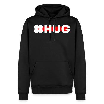Hug-Motiv - Männer Premium Bio Hoodie - Schwarz - Vorne - Nico (187cm)