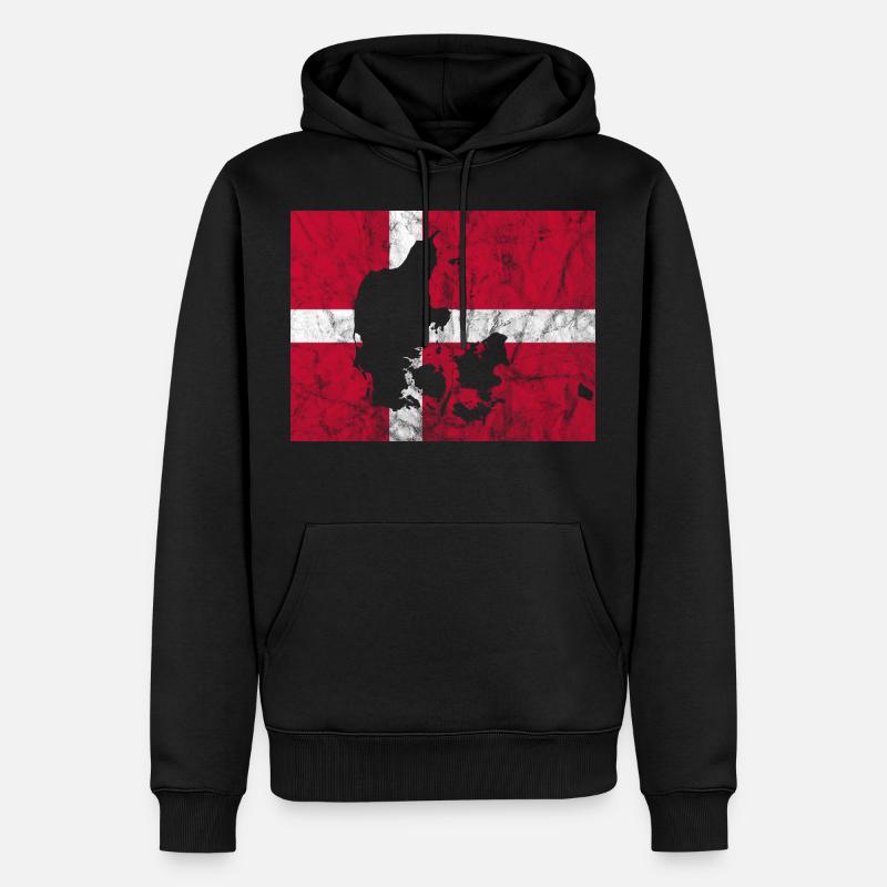 Danemark Drapeau danois Dannebrog Silhouette - Sweat à capuche Premium bio Homme - noir