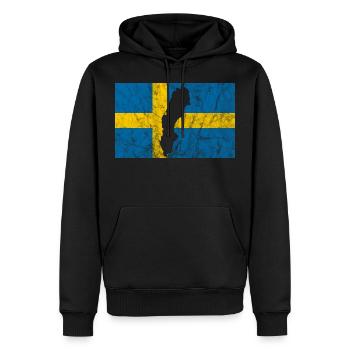 Suède drapeau suédois Voyage silhouette - Sweat à capuche Premium bio Homme - noir - Devant - Nico (187cm)