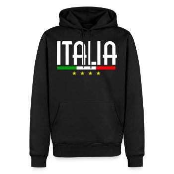 Drapeau de football Italie Italia - Sweat à capuche Premium bio Homme - noir - Devant - Nico (187cm)