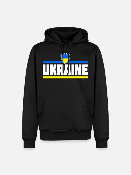 Bandiera dell'Ucraina calcio - Felpa con cappuccio ecologica premium da uomo - nero
