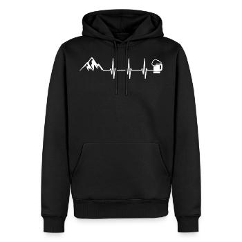 Montagnes de bière battements de coeur - Sweat à capuche Premium bio Homme - noir - Devant - Nico (187cm)
