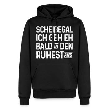 Scheißegal Ich geh eh bald in den Ruhestand - Männer Premium Bio Hoodie - Schwarz - Vorne - Nico (187cm)