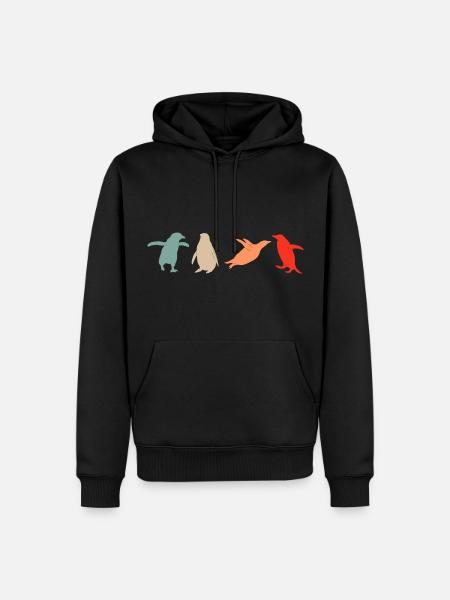 Pinguin Pinguine Tierliebhaber retro Pinguine - Männer Premium Bio Hoodie - Schwarz