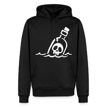Crâne blanc en bouteille - Sweat à capuche Premium bio Homme - noir - Devant - Nico (187cm)