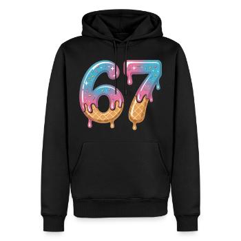67 Eiscreme Tropfen - Men’s Premium Organic Hoodie - black - Front - Nico (187cm)