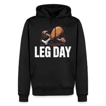 Leg Day Kraftduell - Männer Premium Bio Hoodie - Schwarz - Vorne - Nico (187cm)