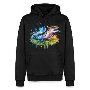 Don du scinque à langue bleue - Sweat à capuche Premium bio Homme - noir - Devant - Nico (187cm)