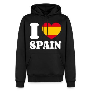 J’aime l’Espagne - Fan de Love Heart Espagne - Sweat à capuche Premium bio Homme - noir - Devant - Nico (187cm)