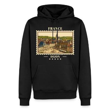Frankreich Dijon Vintage Reisemarke - Männer Premium Bio Hoodie - Schwarz - Vorne - Nico (187cm)