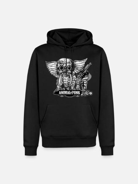 Mr. Elefant TierPunk SteamPunk - Männer Premium Bio Hoodie - Schwarz