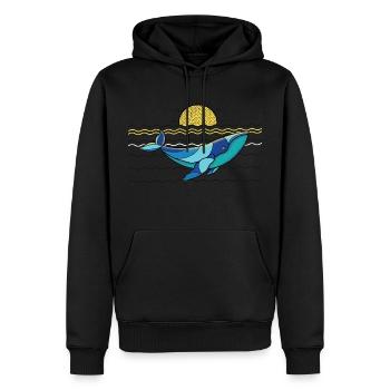 Stilisierter Wal im Meer - Männer Premium Bio Hoodie - Schwarz - Vorne - Nico (187cm)