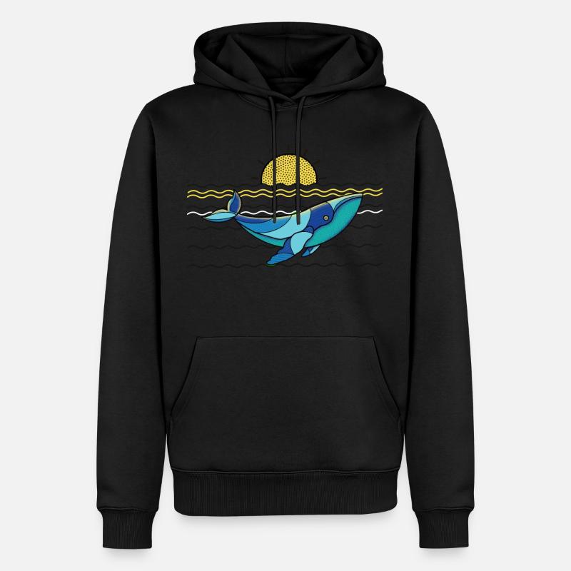 Stilisierter Wal im Meer - Männer Premium Bio Hoodie - Schwarz