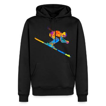 Ski Ski Ski Sports d’hiver Idée cadeau - Sweat à capuche Premium bio Homme - noir - Devant - Nico (187cm)