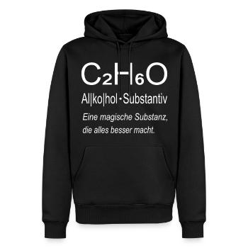 Alkohol Definition Koch Küche Spruch - Männer Premium Bio Hoodie - Schwarz - Vorne - Nico (187cm)