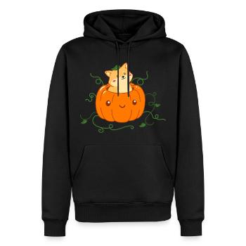 Pupkin - Chien Shiba Inu mignon dans une citrouille - Sweat à capuche Premium bio Homme - noir - Devant - Nico (187cm)
