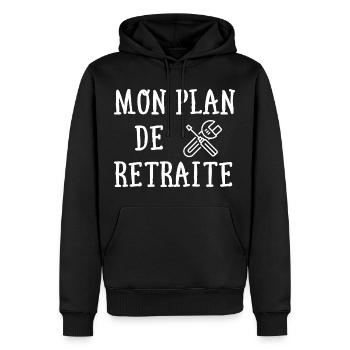 Retraite bricolage humour cadeau bricoleur drôle - Sweat à capuche Premium bio Homme - noir - Devant - Nico (187cm)
