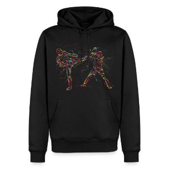 MMA Kickboxen Thai Boxen Geschenk - Männer Premium Bio Hoodie - Schwarz - Vorne - Nico (187cm)