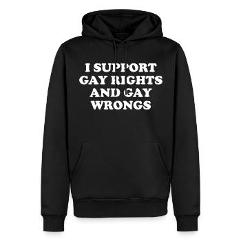 I Support Gay Rights And Gay Wrongs - Men’s Premium Organic Hoodie - black - Front - Nico (187cm)