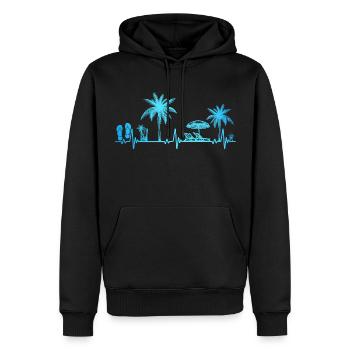 Heartbeat Palm Tree Glass Flipp Flop Summer Lover - Sweat à capuche Premium bio Homme - noir - Devant - Nico (187cm)