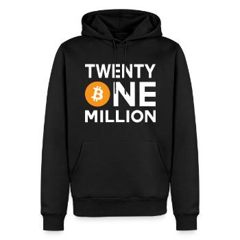 Bitcoin Vingt et un millions - Sweat à capuche Premium bio Homme - noir - Devant - Nico (187cm)