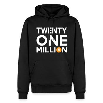 Bitcoin Twenty One Million - Männer Premium Bio Hoodie - Schwarz - Vorne - Nico (187cm)