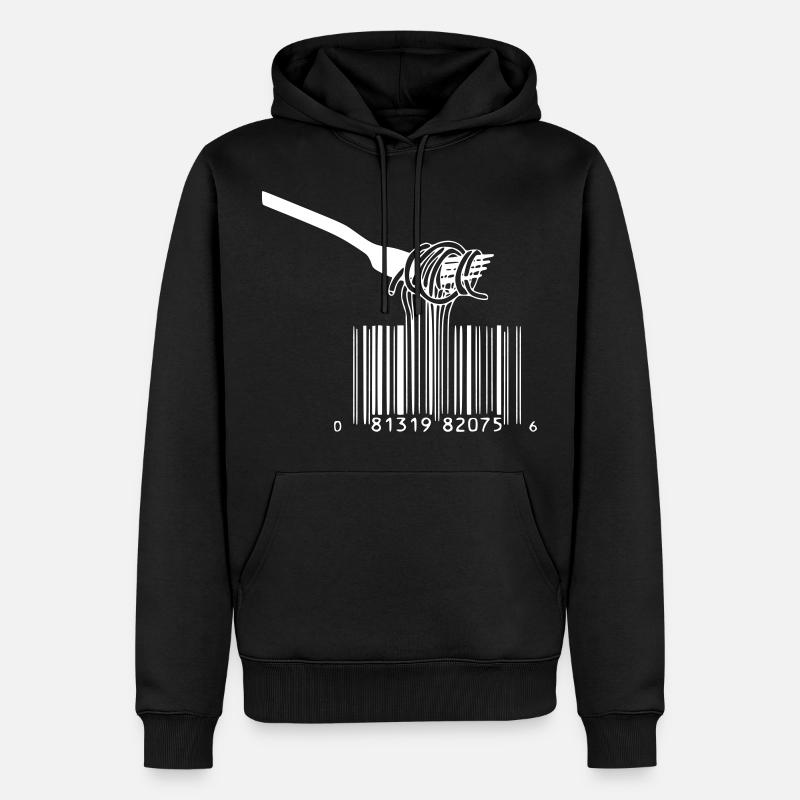 barcode gabel spaghetti - Männer Premium Bio Hoodie - Schwarz