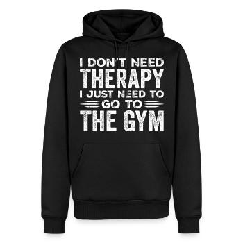 Ich brauche keine Therapie, ich muss nur ins Fitnessstudio gehen - Männer Premium Bio Hoodie - Schwarz - Vorne - Nico (187cm)
