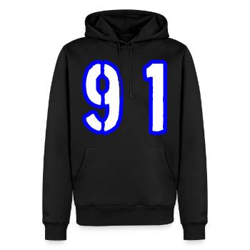 91 Symbole numérique - Sweat à capuche Premium bio Homme - noir - Devant - Nico (187cm)